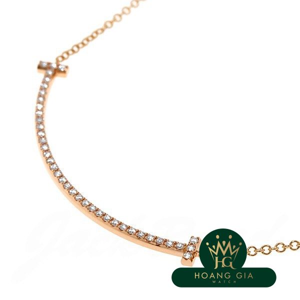 Vòng cổ mặt dây chuyền T Smile (Nhỏ) Kim cương K18RG