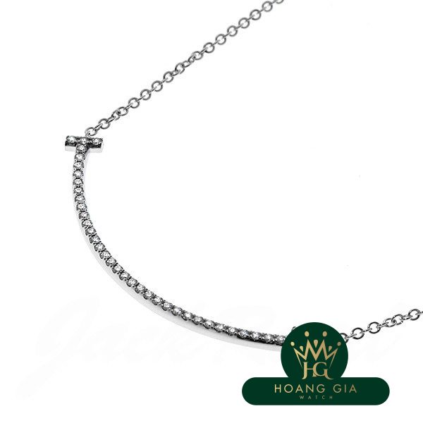 Vòng cổ mặt dây chuyền T Smile (Nhỏ) Kim cương K18WG