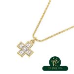 Vòng cổ hình chữ thập kim cương cắt vuông