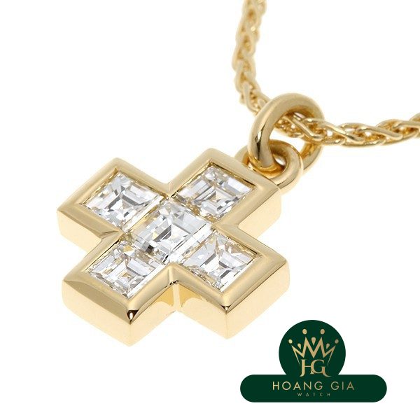 Vòng cổ hình chữ thập kim cương cắt vuông