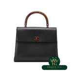 Túi xách Da Caviar Đen Đen Cổ điển