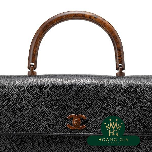 Túi xách Da Caviar Đen Đen Cổ điển