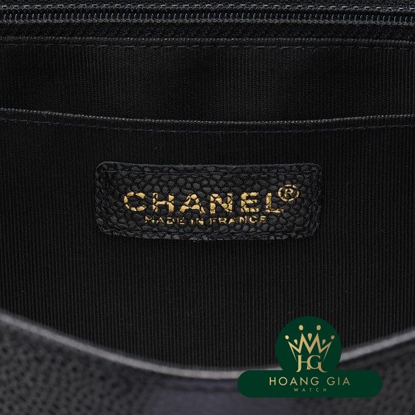 Túi xách Da Caviar Đen Đen Cổ điển