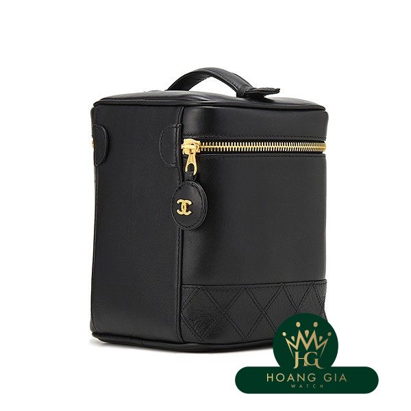 Bicolore Stitch Coco Mark Charm Vanity Bag Vintage Black Black