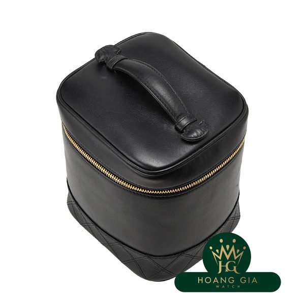 Bicolore Stitch Coco Mark Charm Vanity Bag Vintage Black Black