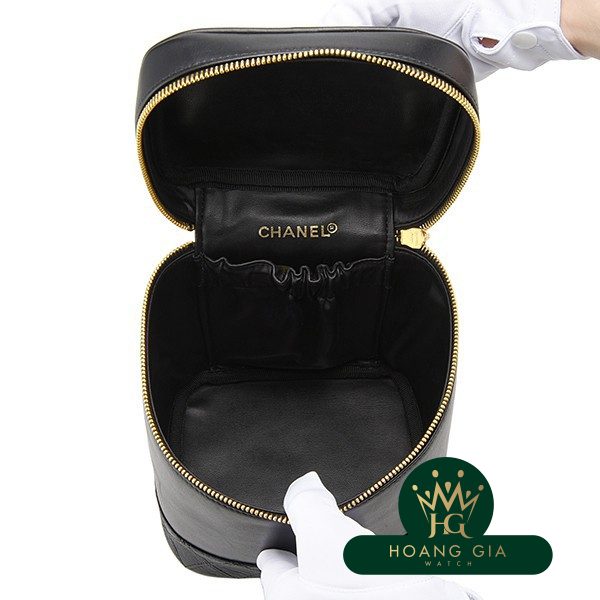 Bicolore Stitch Coco Mark Charm Vanity Bag Vintage Black Black