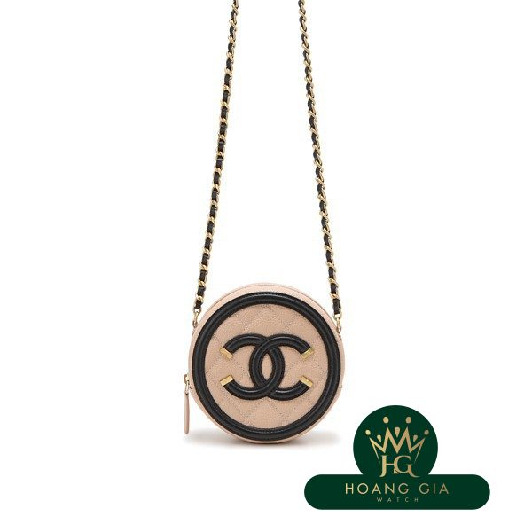 CC Filigree Chain Clutch Màu be x Đen