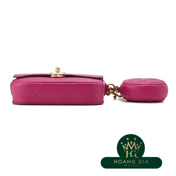 Túi nắp gập & ví đựng tiền xu màu hồng