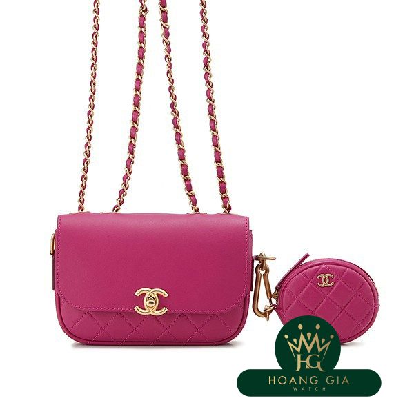 Túi nắp gập & ví đựng tiền xu màu hồng