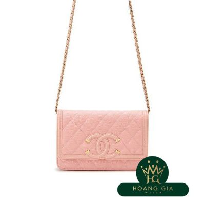 CC Filigree Chain Wallet Pink