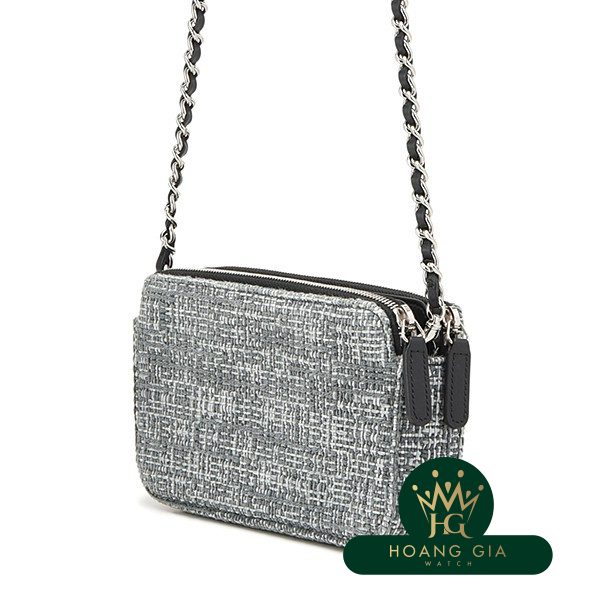 Deauville Chain Clutch Bag Tweed Grey