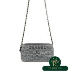 Deauville Chain Clutch Bag Tweed Grey