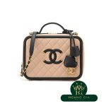 CC Filigree Vanity Case Chain Chain Shoulder Beige x Black