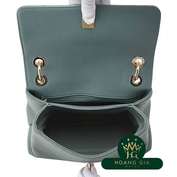 Tay cầm hàng đầu V Stitch Flap Chain Flap Chain Shoulder Bag Green Green