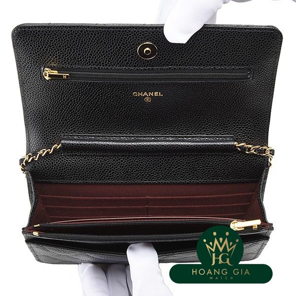 Chuỗi Ví Da Caviar Ví Da Đen Đen