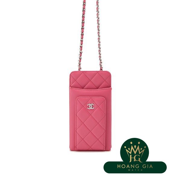 Hộp đựng điện thoại di động ly hợp chuỗi cổ điển màu hồng