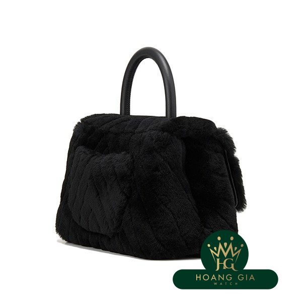 Túi cầm tay nhỏ hàng đầu Vai da cừu màu đen