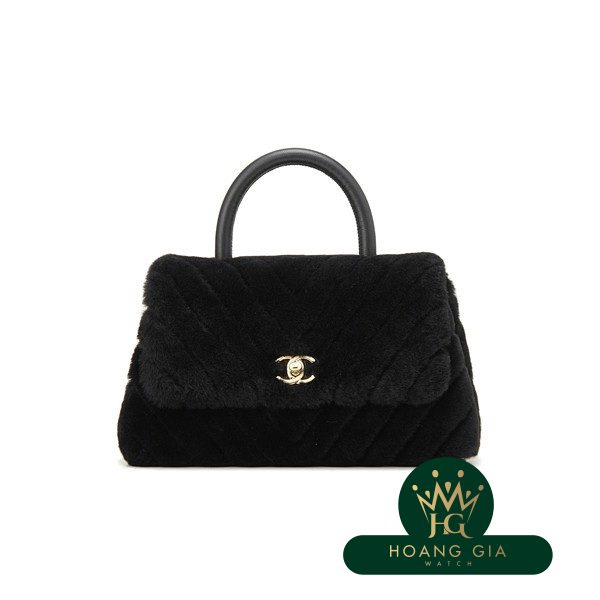 Túi cầm tay nhỏ hàng đầu Vai da cừu màu đen