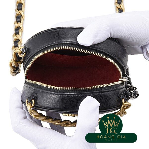 Chain Clutch Lambskin Black Black