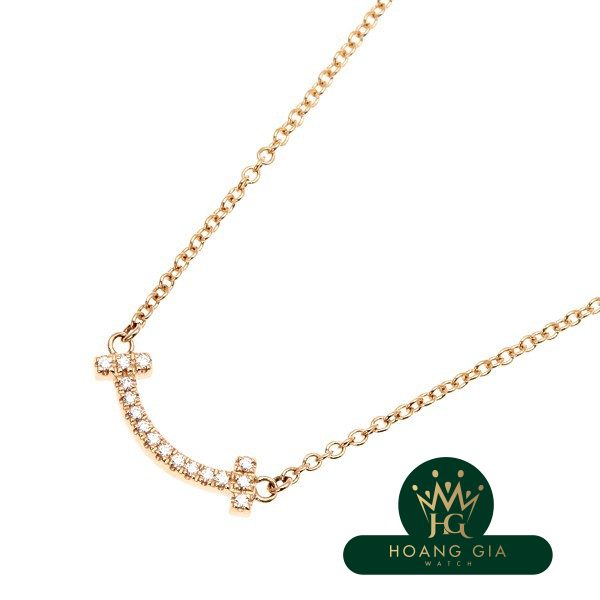Vòng cổ mặt dây chuyền T Smile (Mini) Kim cương K18RG