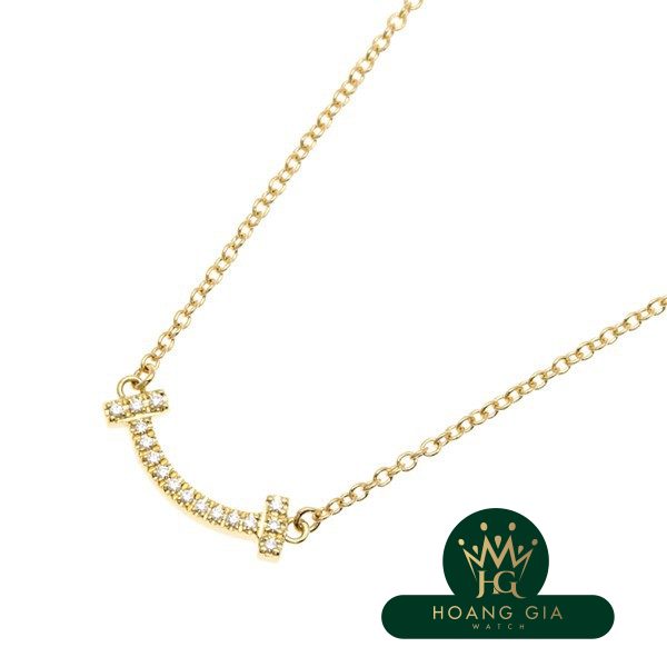 Vòng cổ mặt dây chuyền T Smile (Mini) Kim cương K18YG