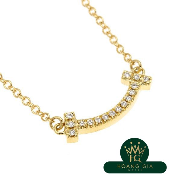 Vòng cổ mặt dây chuyền T Smile (Mini) Kim cương K18YG