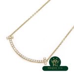 Vòng cổ mặt dây chuyền T Smile (Trung bình) Kim cương K18YG