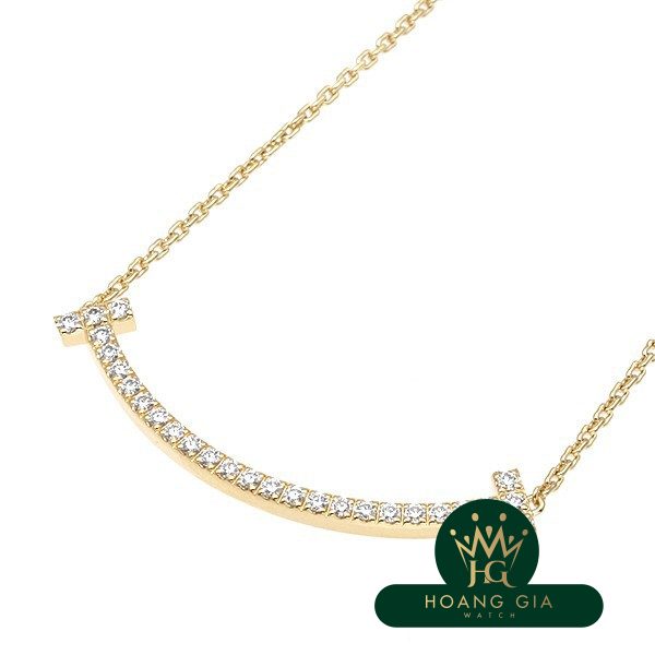 Vòng cổ mặt dây chuyền T Smile (Trung bình) Kim cương K18YG