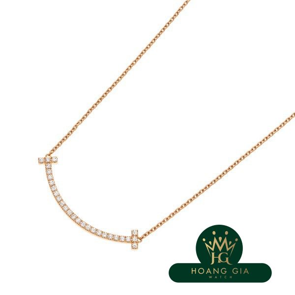 Vòng cổ mặt dây chuyền T Smile (Trung bình) Kim cương K18RG