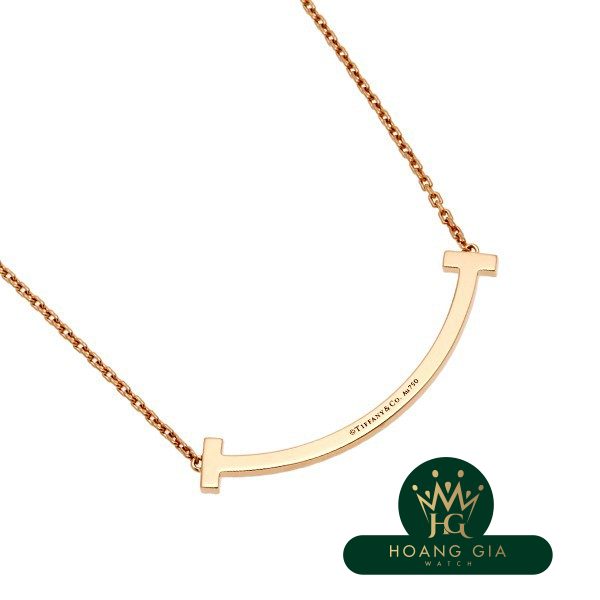 Vòng cổ mặt dây chuyền T Smile (Trung bình) Kim cương K18RG