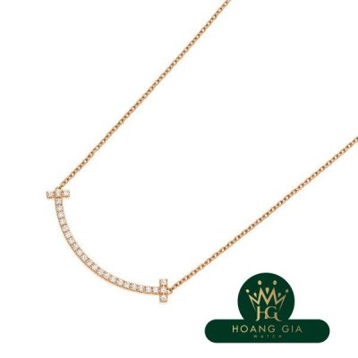 Vòng cổ mặt dây chuyền T Smile (Trung bình) Kim cương K18RG