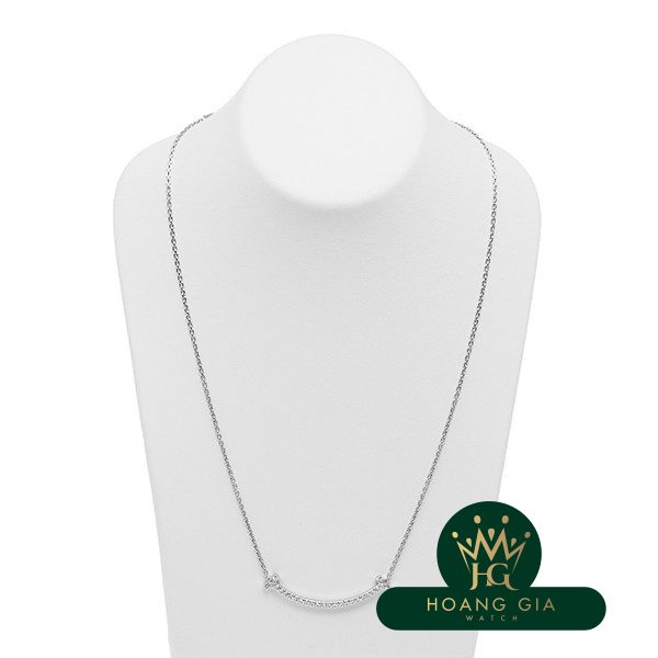 Vòng cổ mặt dây chuyền T Smile (Trung bình) Kim cương K18WG
