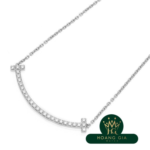 Vòng cổ mặt dây chuyền T Smile (Trung bình) Kim cương K18WG