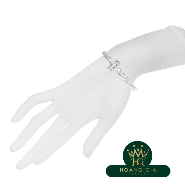 T One Wide Diamond Hinge Bangle S WG