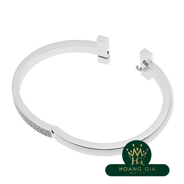 T One Wide Diamond Hinge Bangle S WG